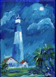 Tybee Lighthouse Evening Moon   Mini#7