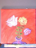 Roses in Purple Vase