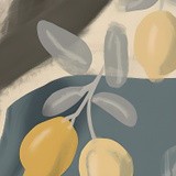 Abstract lemons muted tones minimalist painting