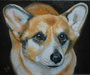 Oil Painting of Corgi Dog