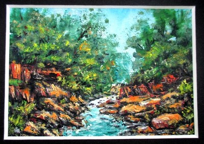 Wood creek mountains aceo painting