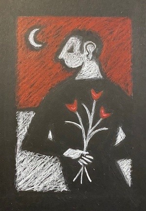 man with flowers