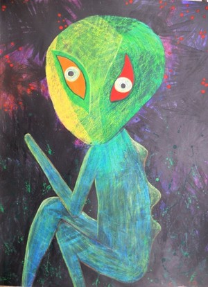 Evil child, naive art with a fantastic story