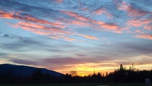 Pink Cotton clouds at Sunset