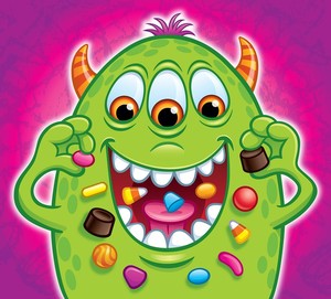 Green 3 Eyed Candy Monster