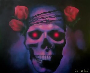 Purple Thorns + Roses Skull