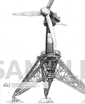 Portfolio Item - hand drawn technical wind turbine Maciej Kozak