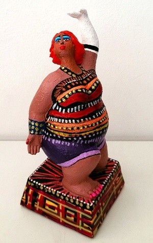 Clay sculpture bought and painted with acrylic colors. Mirit Ben-Nun Israeli artist.
