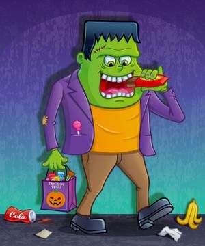 Halloween Monster Eating Candy Bar