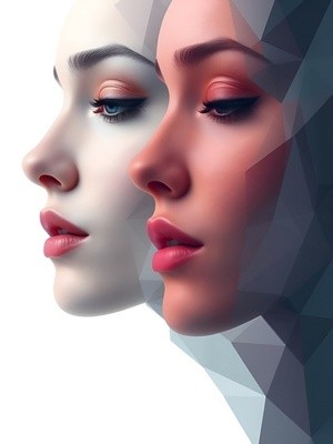 Dual Female Portraits in Profile