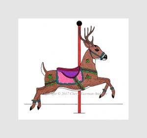 Carousel Deer Whimsical Illustration
