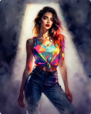 Stylish Woman in Colorful Top