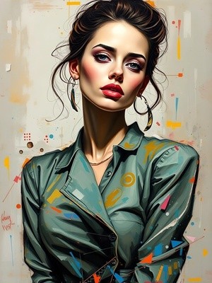 Stylish Woman with Abstract Background