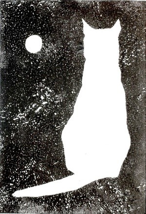 Monoprint cat Black and White White and Black (2)