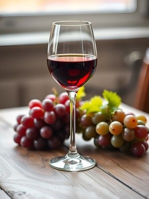 Wine Glass and Grapes Elegance