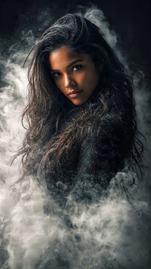 Woman Surrounded by Mystical Smoke