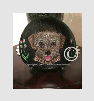 Gidgette Terrier Dot Art River Stone