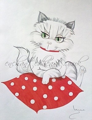 Cat on Polka Dot Cushion