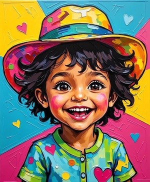 Joyful Child with Colorful Hat