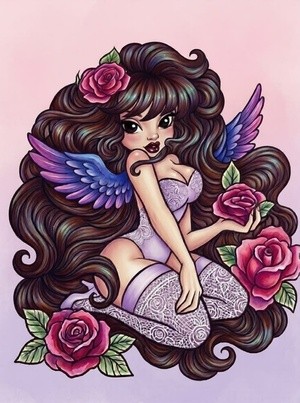 Angelic Beauty With Roses