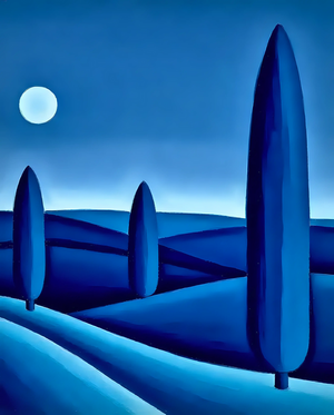 Moonlit Blue Landscape