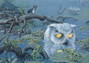 White owl blue mouse