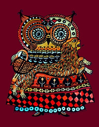 Celtic owl with lion