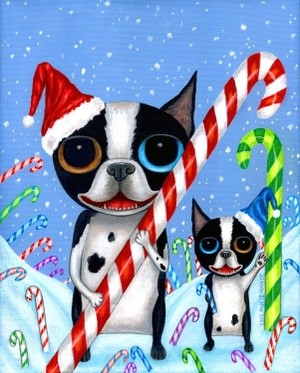 A Boston Terrier Candy Cane Christmas