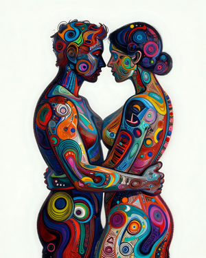 Colorful Embrace of Abstract Figures