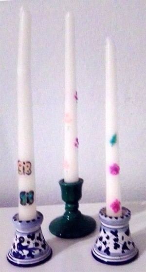 Painted Wax Candles