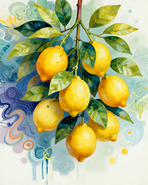 Vibrant Lemons on Branch