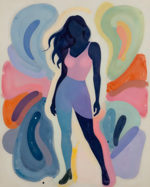 Silhouette Amidst Abstract Patterns