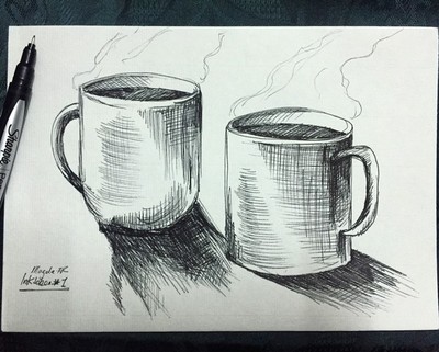 Inktober Day 1 - Coffee Mugs