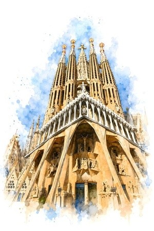 Façade of the Sagrada Família en Barcelona.