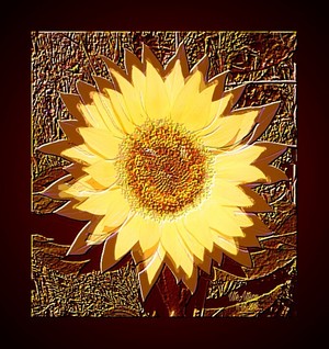 Sunflower embossed on bronze