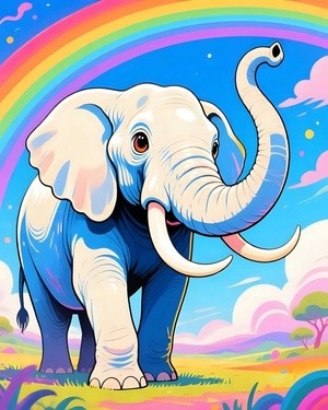 Elephant Under a Rainbow