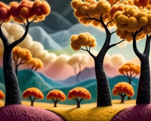 Colorful Fantasy Forest Scene
