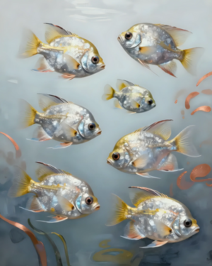 Silver Fish in Aquatic Scene