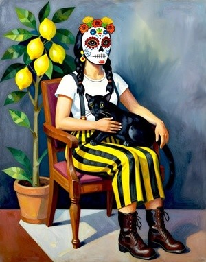 Catrina With Her Cat Travieso