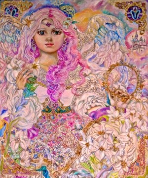 Yumi Sugai.Pink lily flower angel.