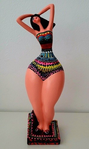 Woman clay sculpture I bought and painted with acrylic colors. Mirit Ben-Nun Israel artist.