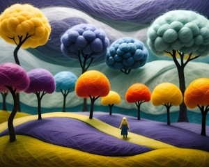 Colorful Surreal Landscape Pathway