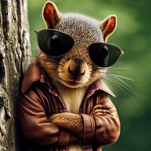Squirrel in a leather jacket 