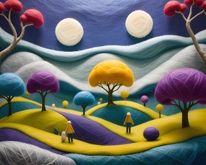 Vibrant Fantasy Landscape with Two Moons