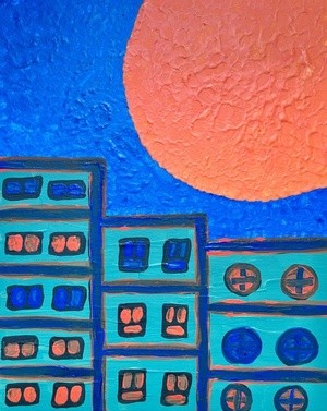 Supermoon over the city 