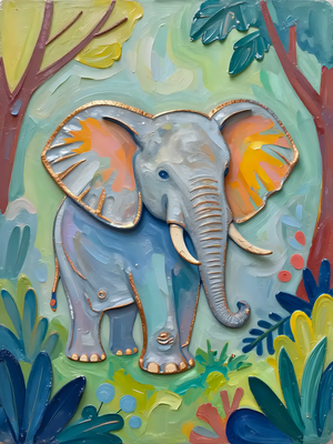 Colorful Elephant in Jungle