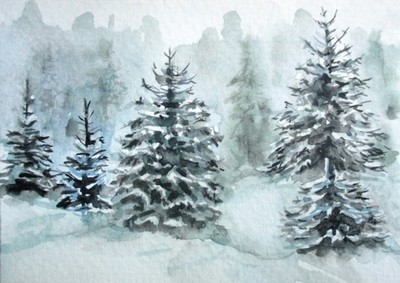 Winter aceo watercolor