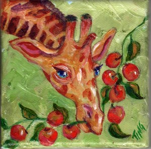 Giraffe munching on berries