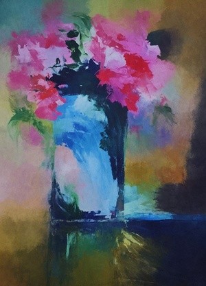 Blue Vase with Flowers