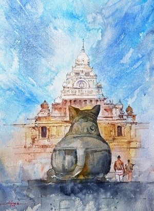 Shiv Milind Bhanji Watercolor 15x22 Inch